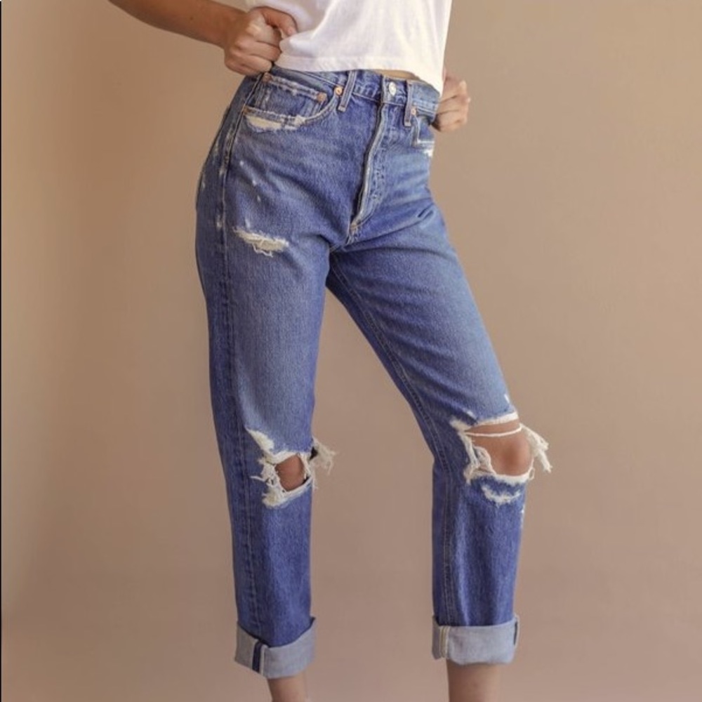 AGolde 90’s high rise loose fit jean in Psyche wash